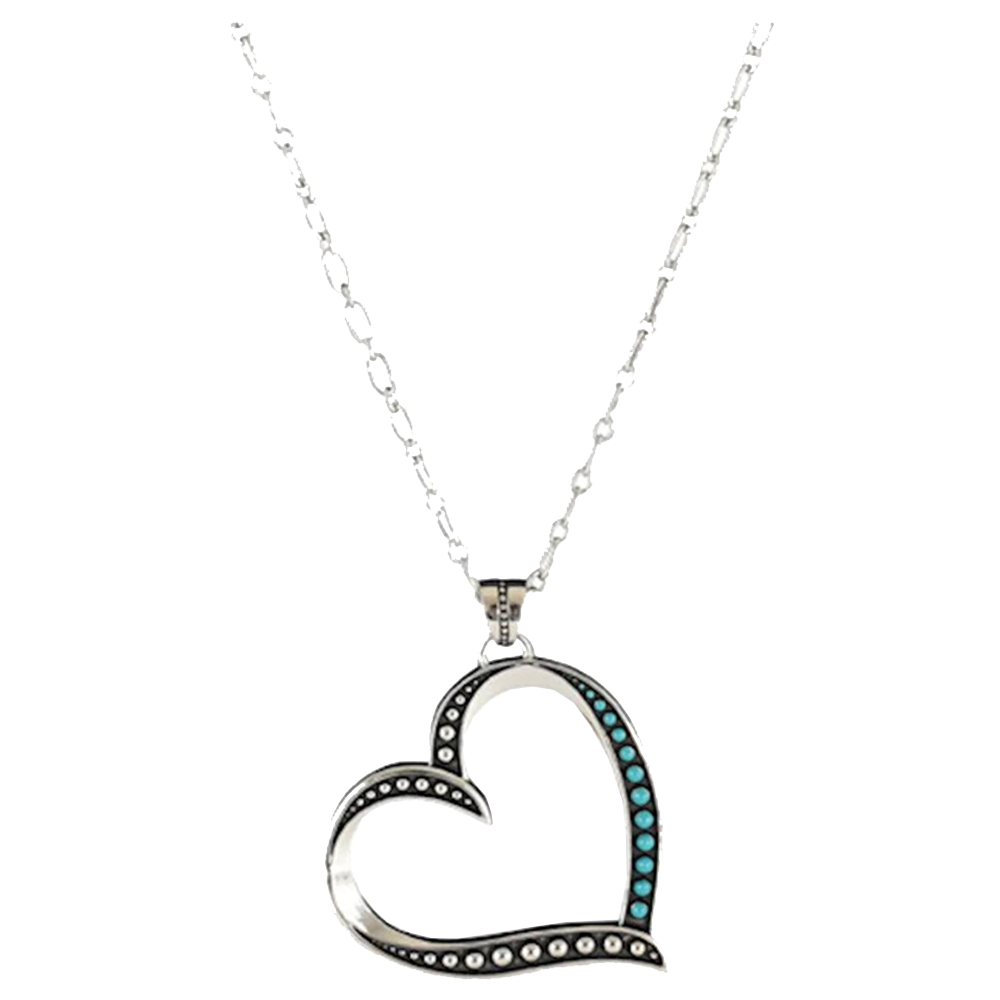 Justin Ladies Silver & Blue Heart Pendant Necklace 22005NJ