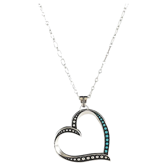 Justin Ladies Silver & Blue Heart Pendant Necklace 22005NJ