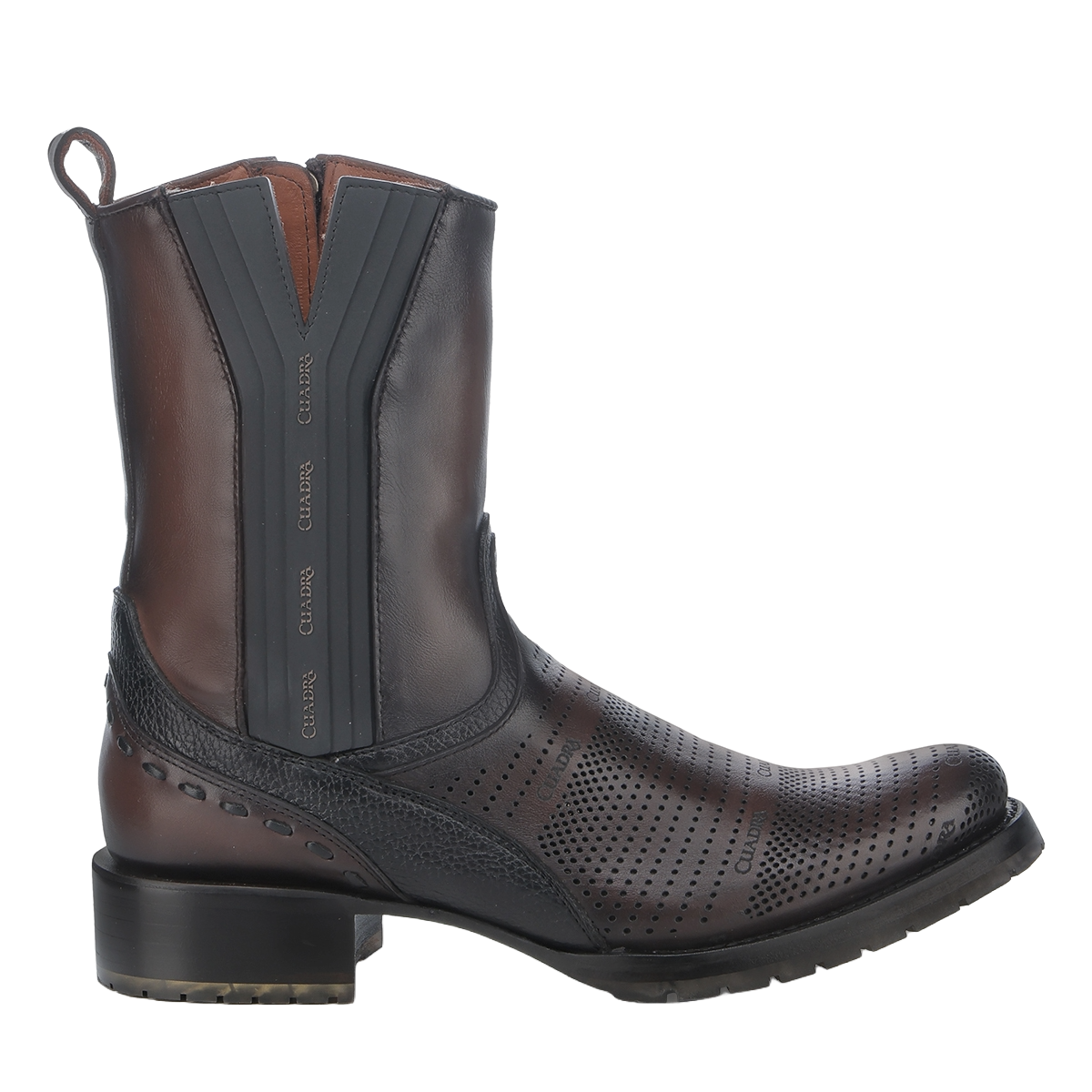 Cuadra Men's Chocolate Laser & Woven Zip Up Leather Boots CU942
