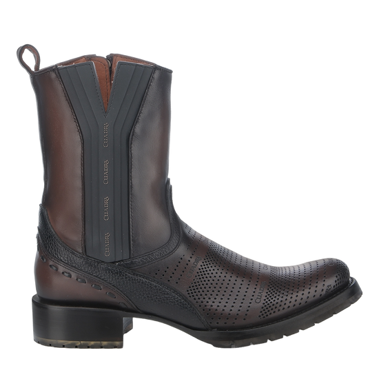 Cuadra Men's Chocolate Laser & Woven Zip Up Leather Boots CU942