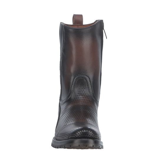 Cuadra Men's Chocolate Laser & Woven Zip Up Leather Boots CU942