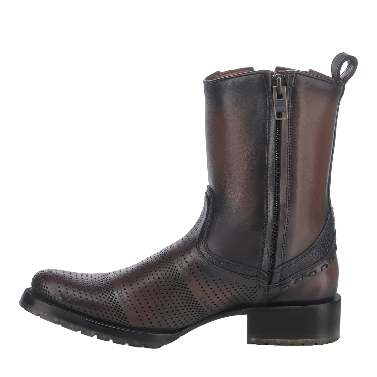 Cuadra Men's Chocolate Laser & Woven Zip Up Leather Boots CU942