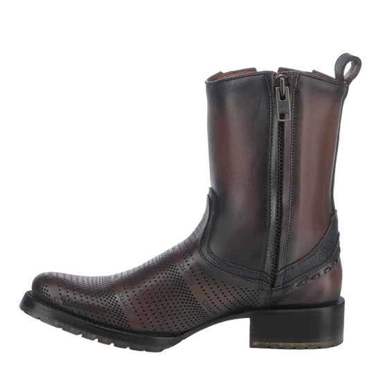Cuadra Men's Chocolate Laser & Woven Zip Up Leather Boots CU942