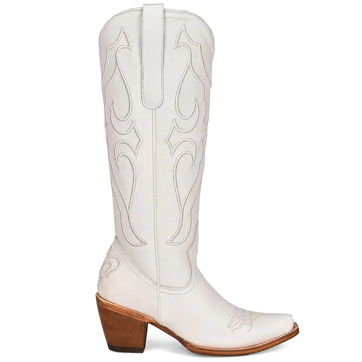 Corral Ladies Pure White Embroidery Snip Toe Boots Z5074