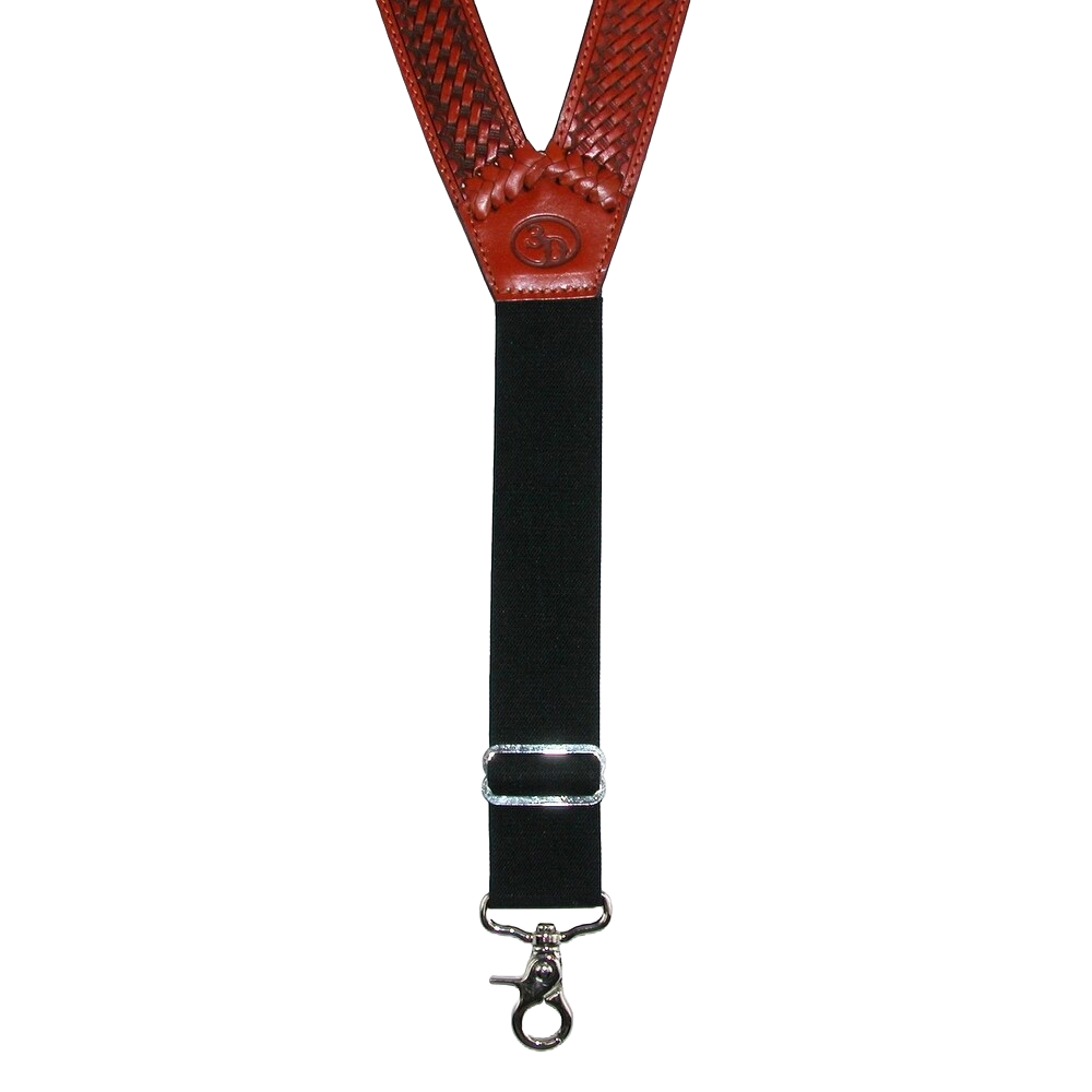 3D Western Men's Basket Weave Brown Leather Suspenders DS503LG