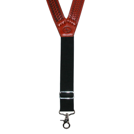 3D Western Men's Basket Weave Brown Leather Suspenders DS503LG
