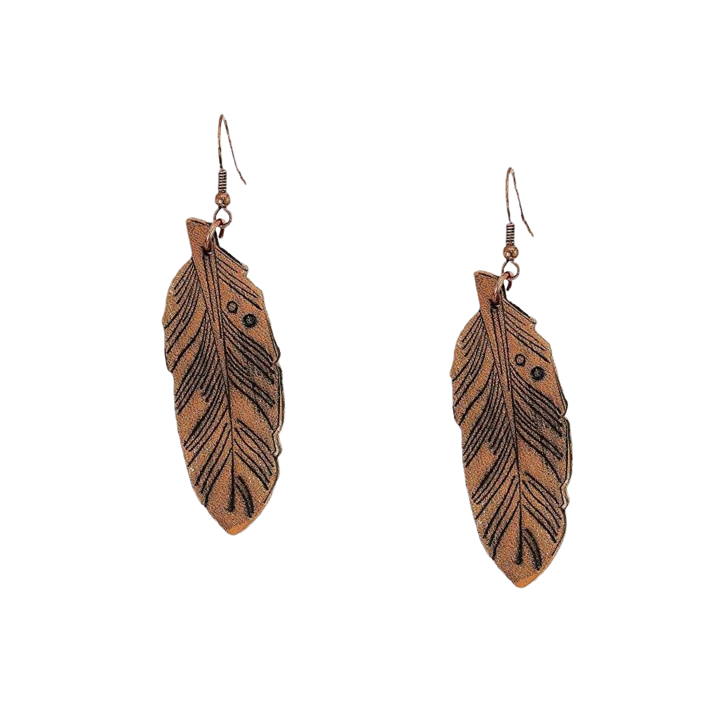 Blazin Roxx® Leather Brown Feather Earrings 30951
