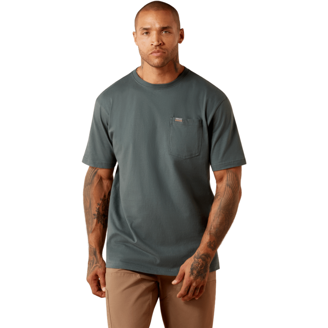 Ariat Men's Rebar Steel Green Cotton Strong Standard Pocket T-Shirt 10078981