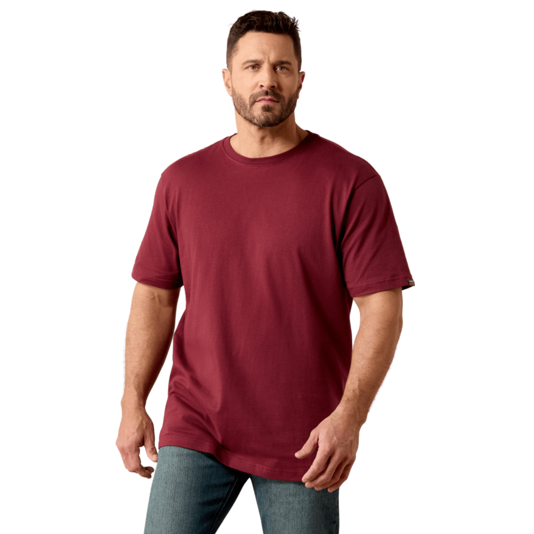 Ariat Men's Rebar Burgundy Cotton Strong Standard T-Shirt 10079075