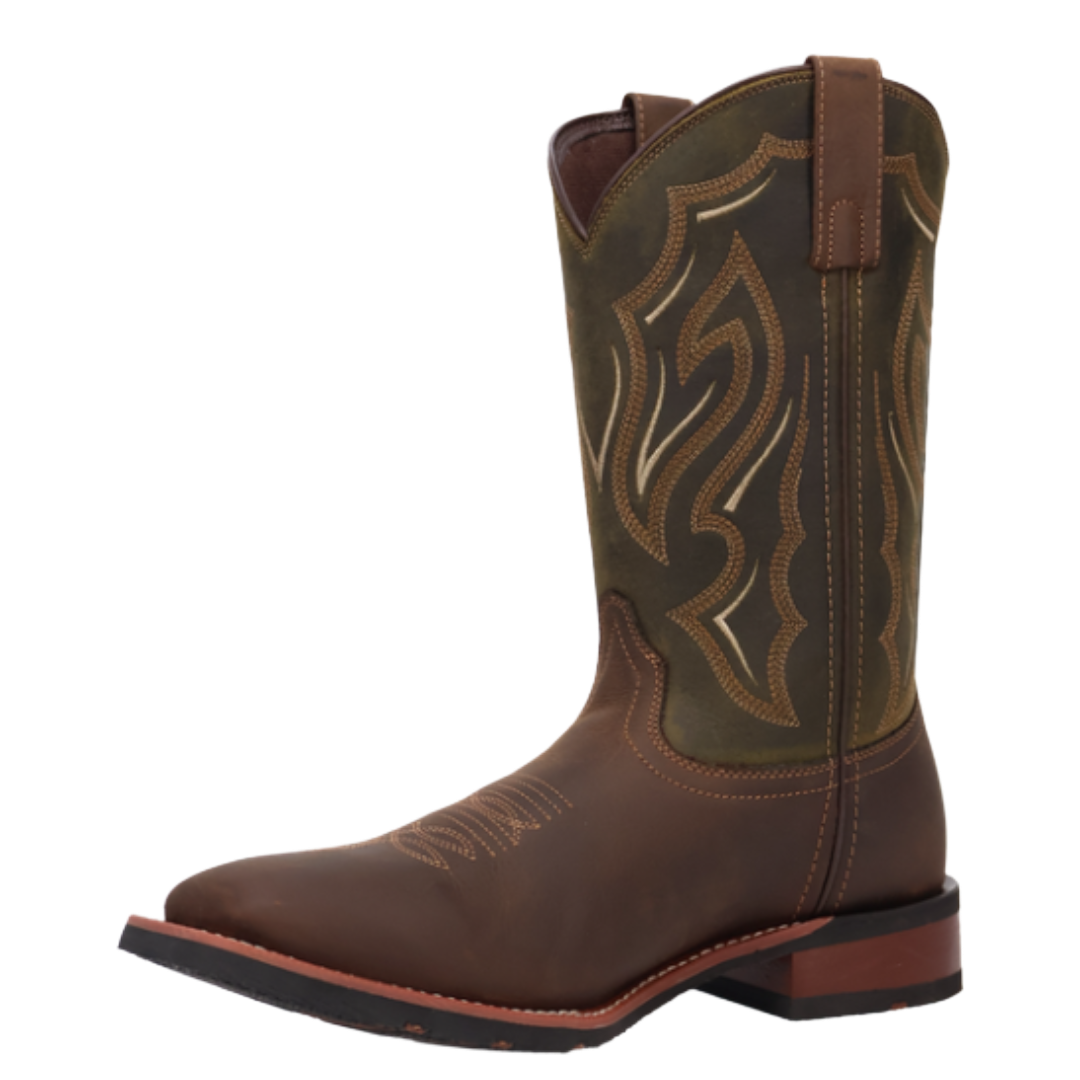 Dan Post Men's Trailblazer Brown & Hunter Green Leather Western Boot 8042