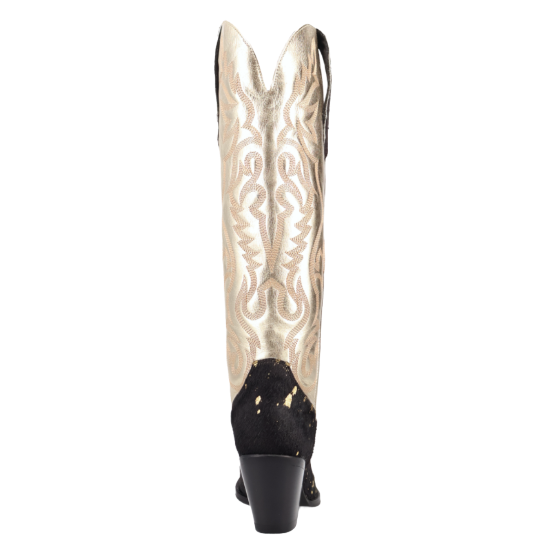 Dingo Ladies Take No Bull Black Calf Hair Leather Tall Western Boot DI2375-BK