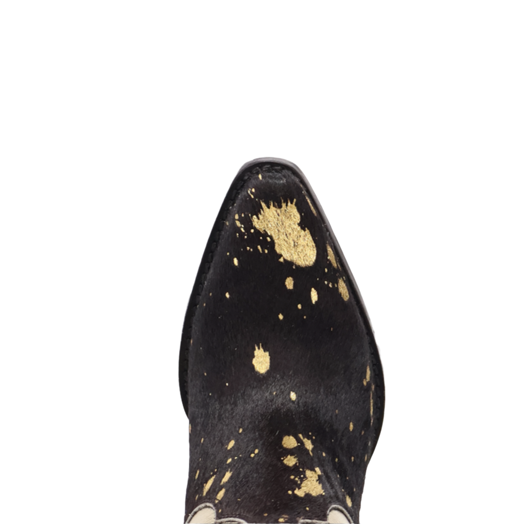 Dingo Ladies Take No Bull Black Calf Hair Leather Tall Western Boot DI2375-BK