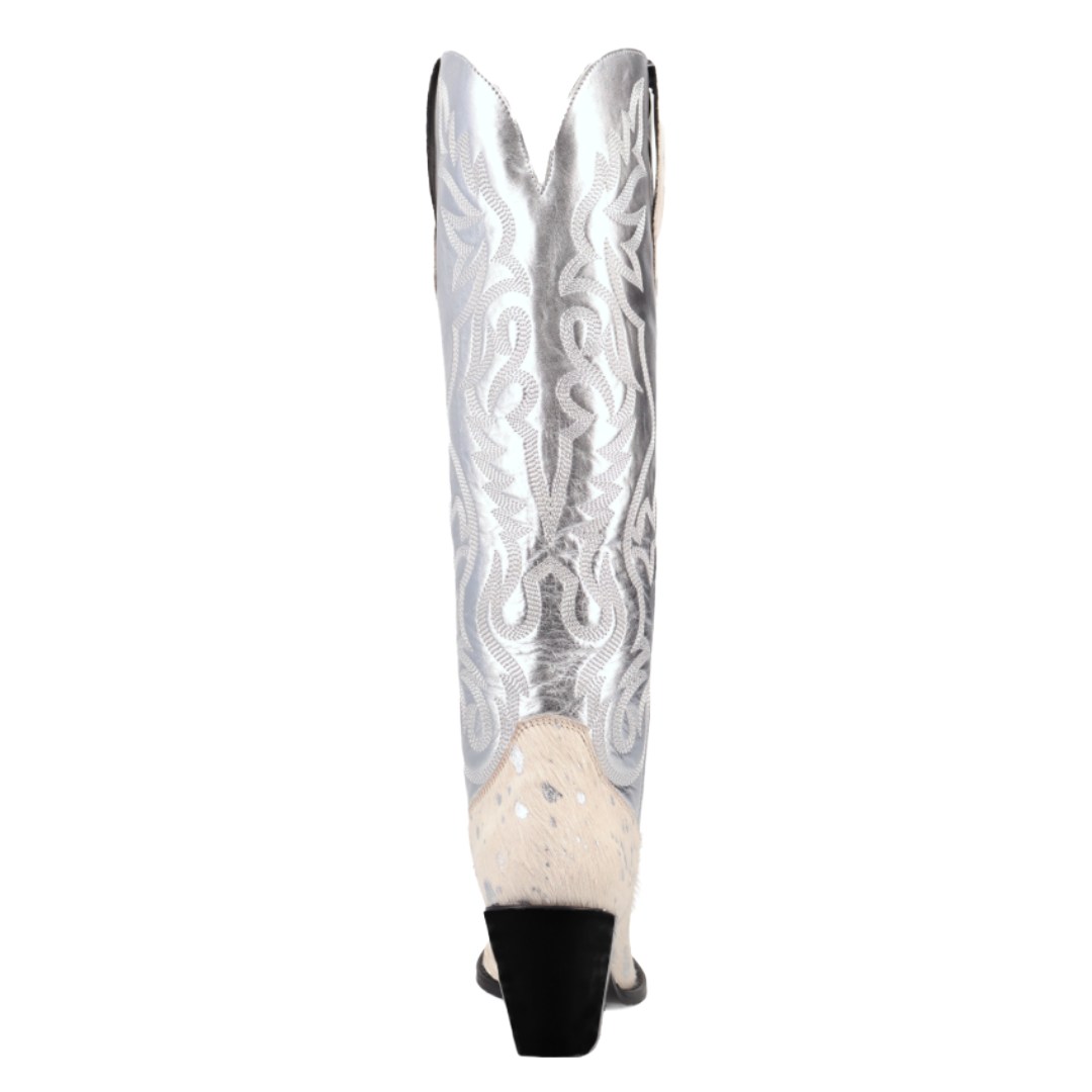 Dingo Ladies Take No Bull White Calf Hair Leather Tall Western Boot DI2375-WH