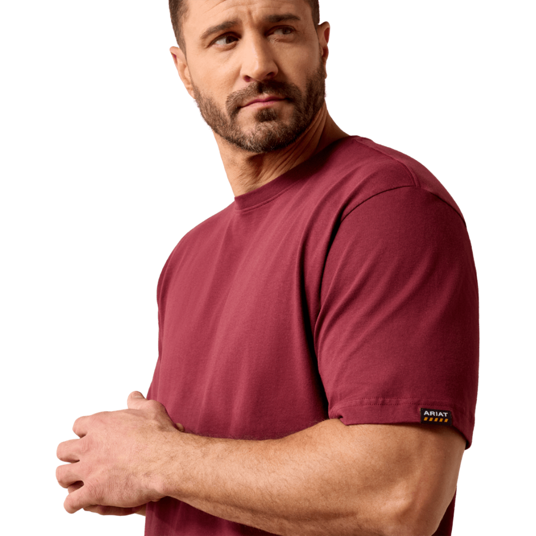Ariat Men's Rebar Burgundy Cotton Strong Standard T-Shirt 10079075