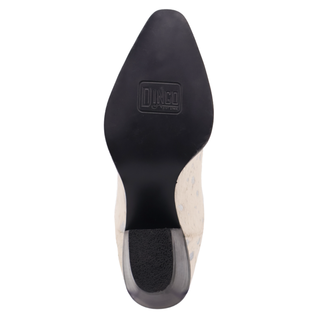 Dingo Ladies Take No Bull White Calf Hair Leather Tall Western Boot DI2375-WH