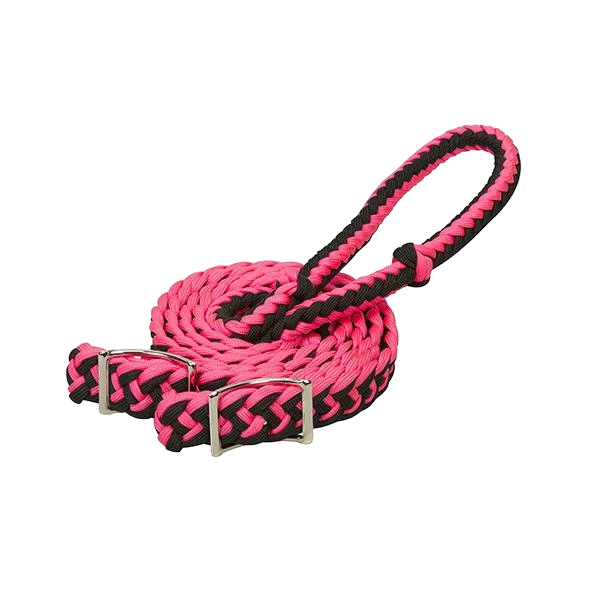 Weaver Nylon Braided Barrel Rein Diva Pink/Black