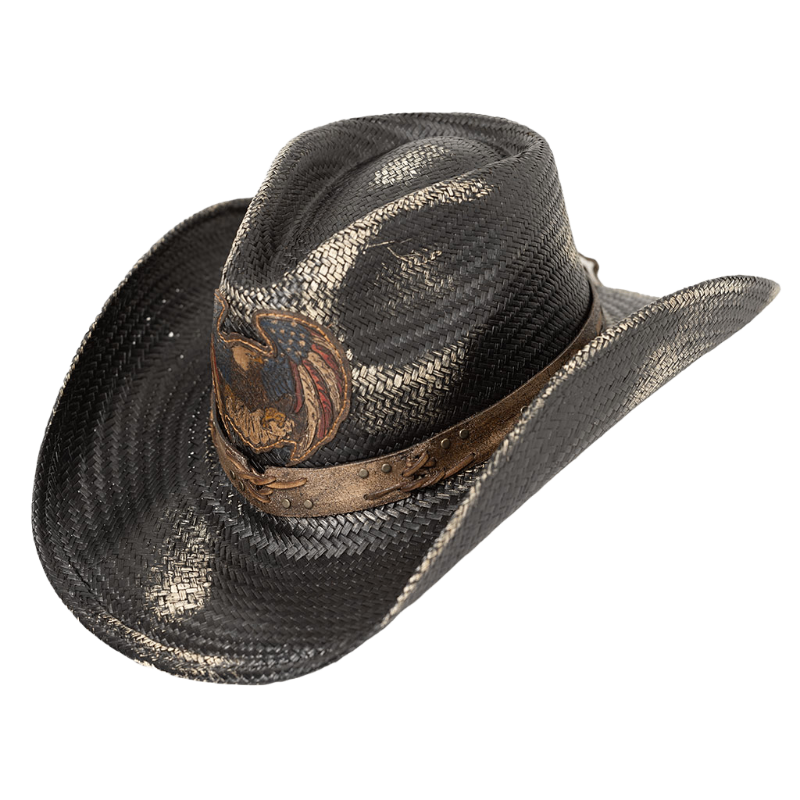 Austin Handmade Hats Dusty Eagle Black Straw Hat 05-920