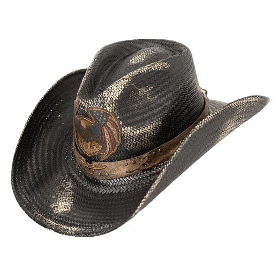 Austin Handmade Hats Dusty Eagle Black Straw Hat 05-920