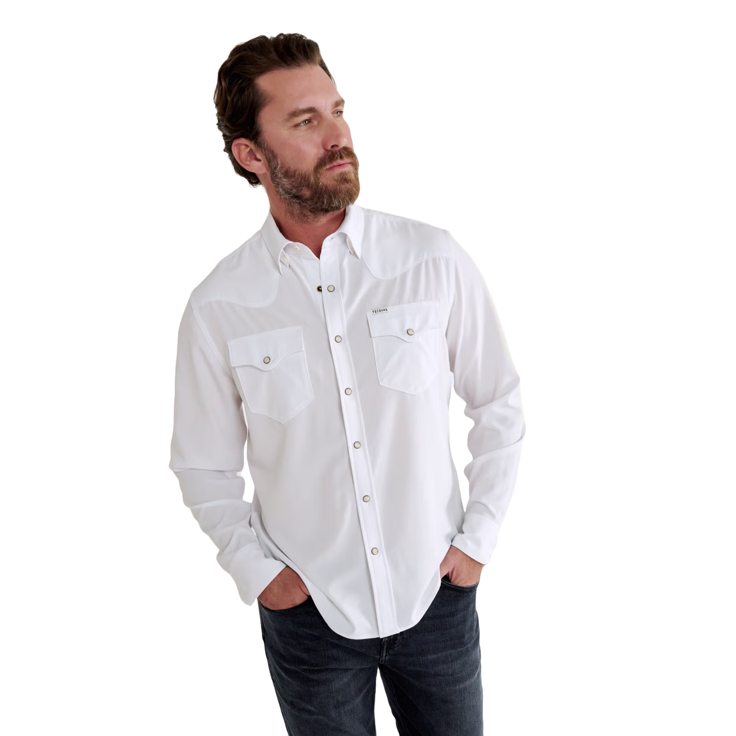 Tecovas Men's Performance Classic White Button Down Shirt 40361-WHT