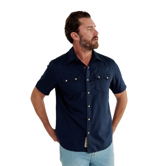 Tecovas Men's Navy Vintage Weight Sawtooth Pearl Snap Shirt 40365