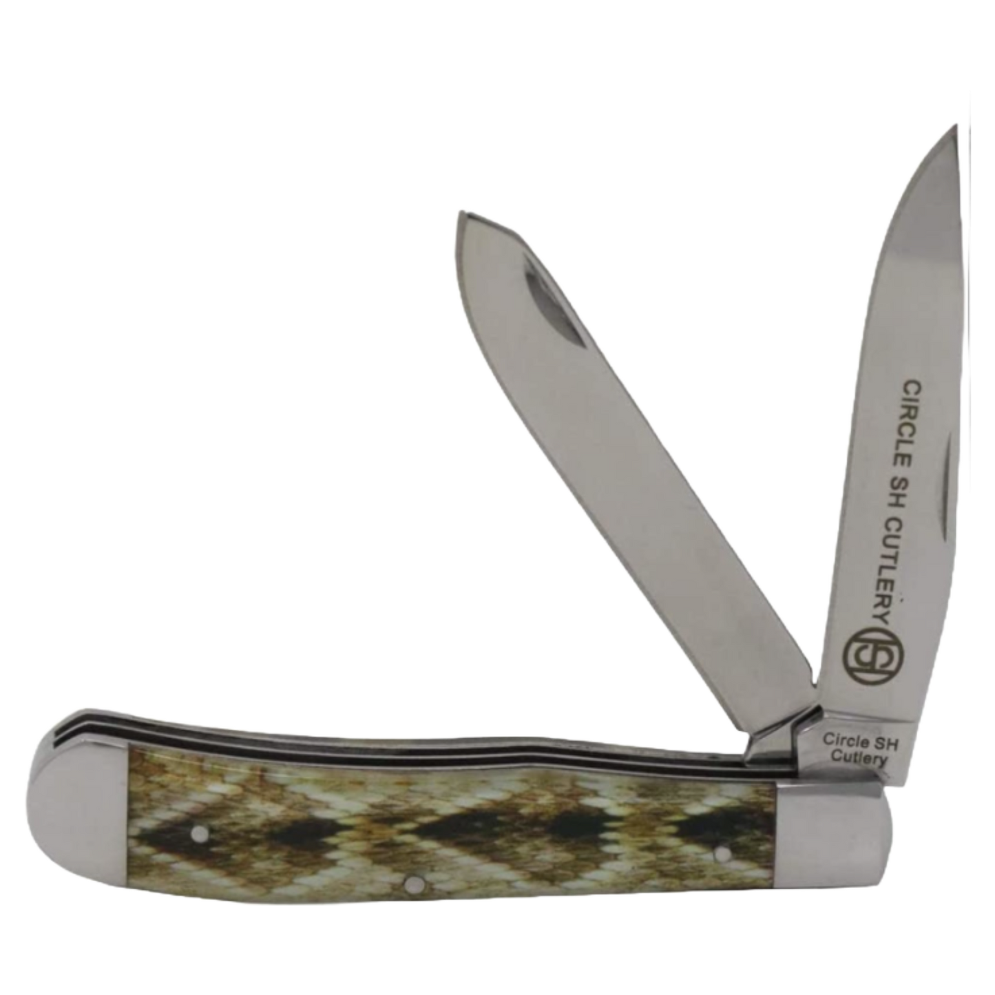 Circle SH Cutlery Double Blade Rattlesnake Skin Trapper Knife OK311