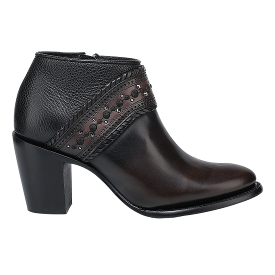 Cuadra Ladies Studs & Laser Chocolate & Black Zipper Boots CU963
