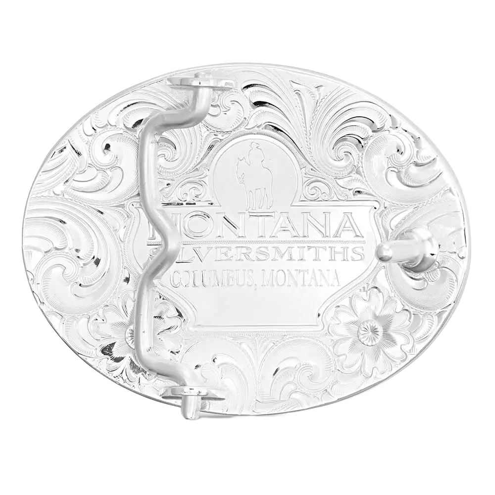 Montana Silversmiths Petite Two-Toned Engraved Buckle with Barrel Racer 5007-649