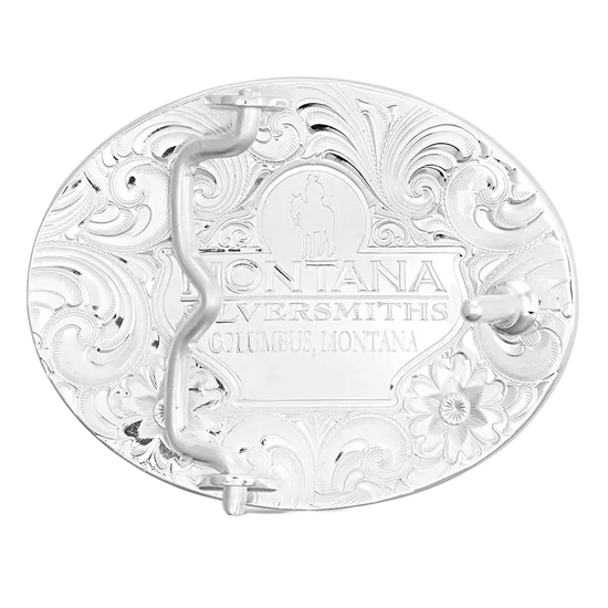 Montana Silversmiths Petite Two-Toned Engraved Buckle with Barrel Racer 5007-649