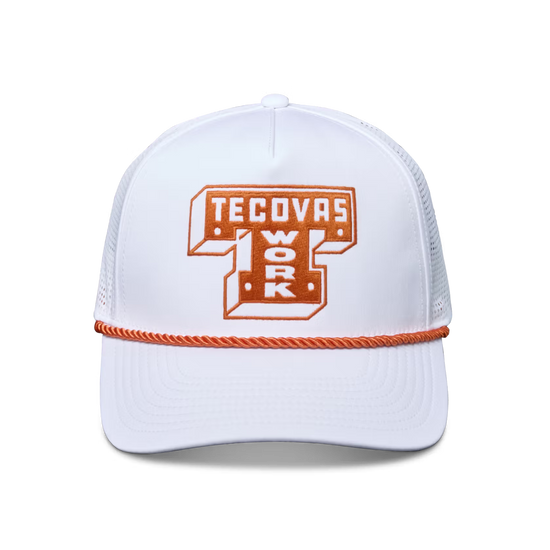 Tecovas Men's Work Performance Graphic Burnt Orange & White Trucker Cap 50192BNO