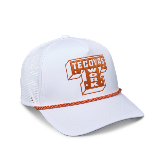 Tecovas Men's Work Performance Graphic Burnt Orange & White Trucker Cap 50192BNO