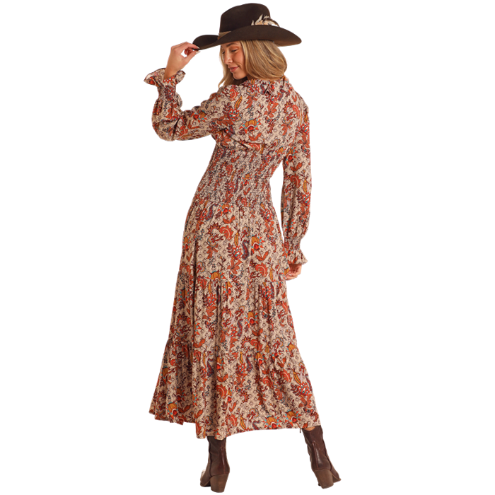 Rock & Roll Denim Ladies Floral Tiered Western Maxi Dress BWD2R05217 Rock & Roll Denim Ladies Floral Tiered Western Maxi Dress BWD2R05217