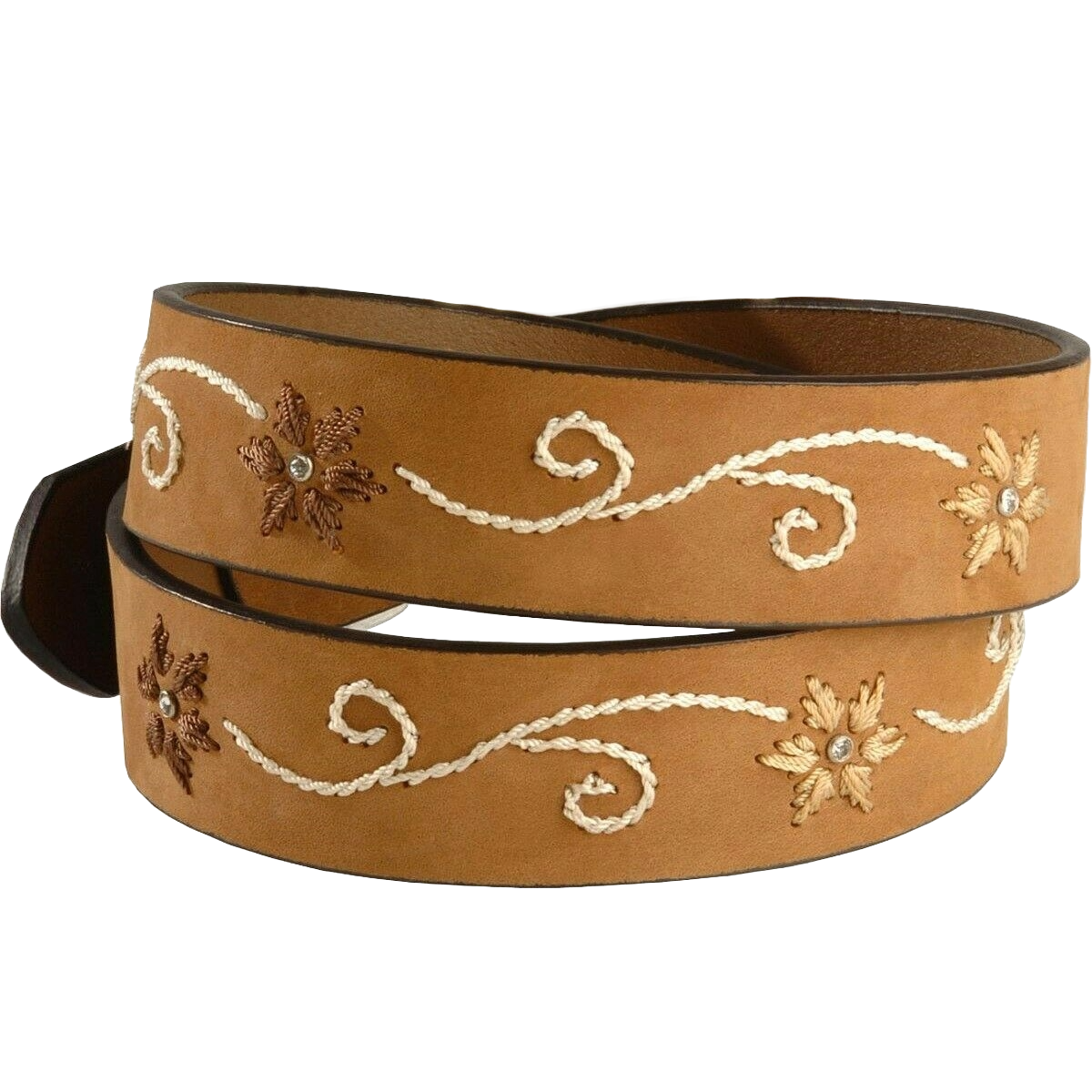 Nocona Ladies Brown Floral Embroidered Leather Belt N3447044