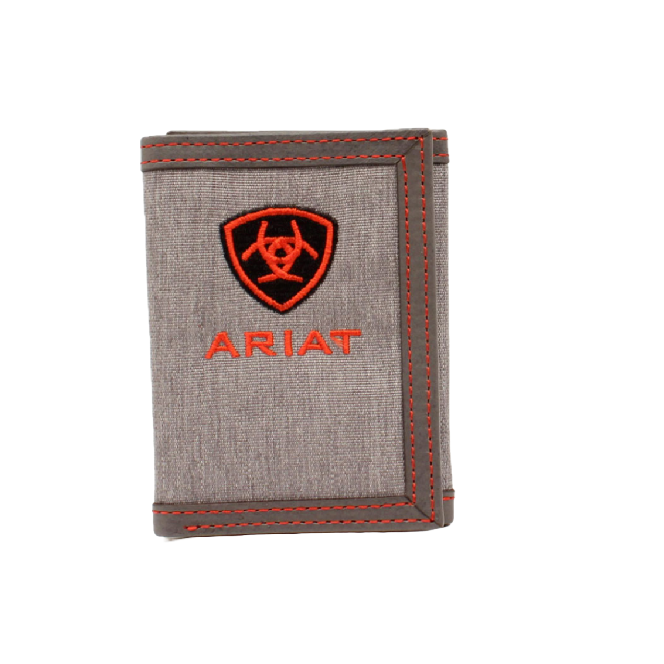 Ariat® Men's Center Logo Grey & Red Tri-fold Wallet A3542404