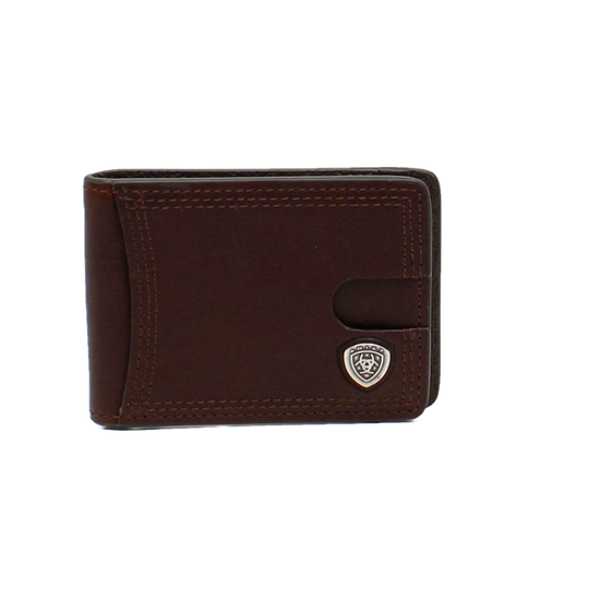 Ariat® Men's Shield Concho Brown Bifold Money Clip Wallet A3545102