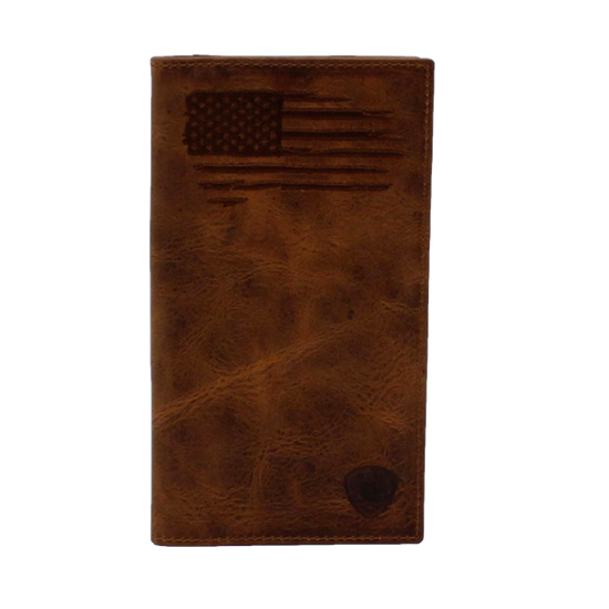 Ariat® Men's Brown USA Flag Leather Rodeo Style Wallet A3545802