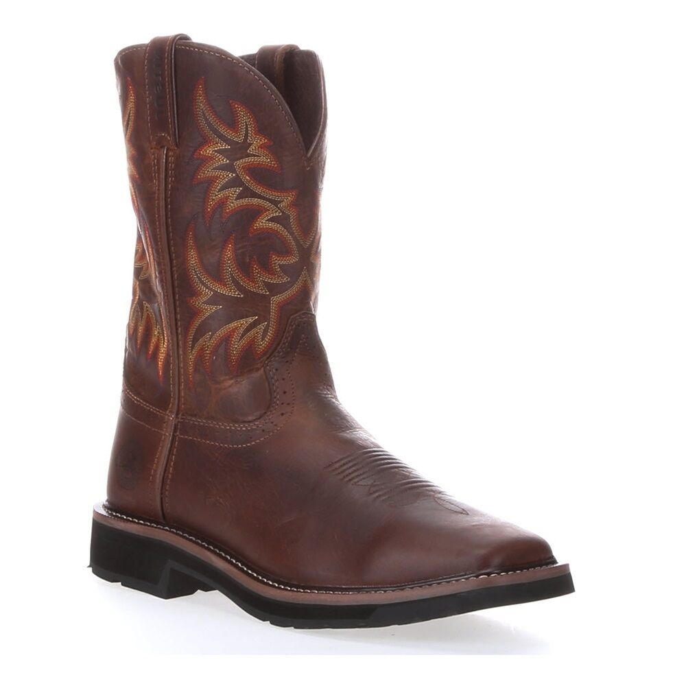 Justin Men's Stampede Driller Tan Soft Square Toe Work Boots SE4681