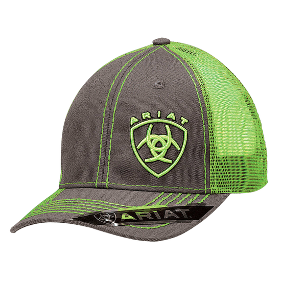 Ariat® Mens Grey & Green Shield Logo Snapback Ball Cap 1595123