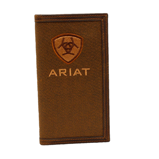Ariat® Men's Brown Logo Oilskin Cotton Rodeo Wallet A3542308
