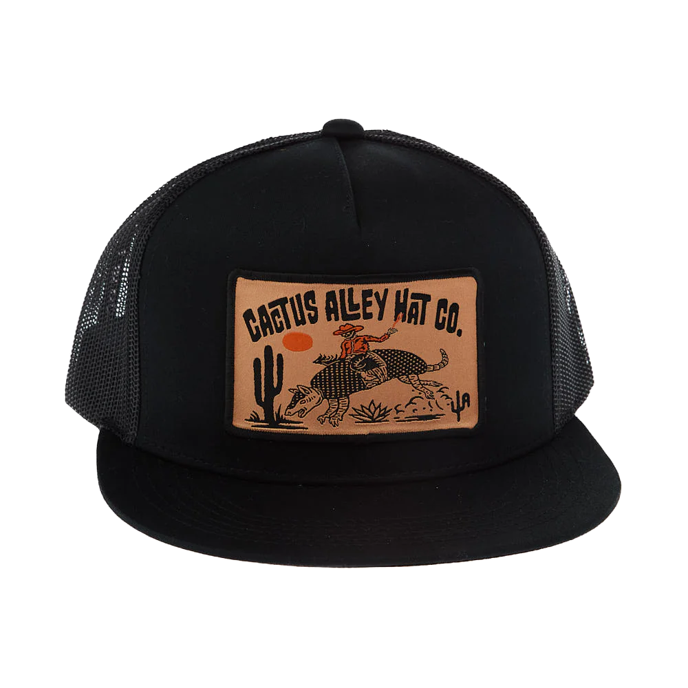 Cactus Alley Hat Co. Men's Buckin Dillo Black Snapback Hat 6006BLK-P203