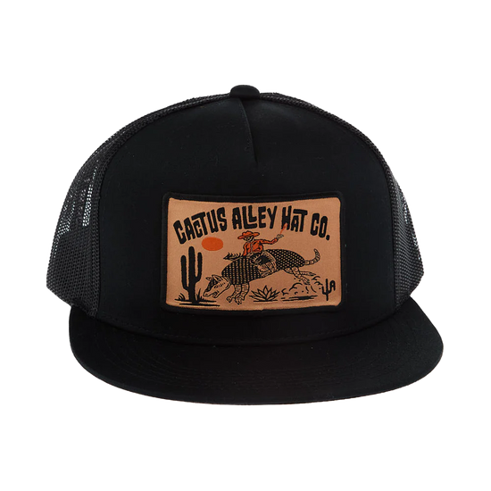 Cactus Alley Hat Co. Men's Buckin Dillo Black Snapback Hat 6006BLK-P203