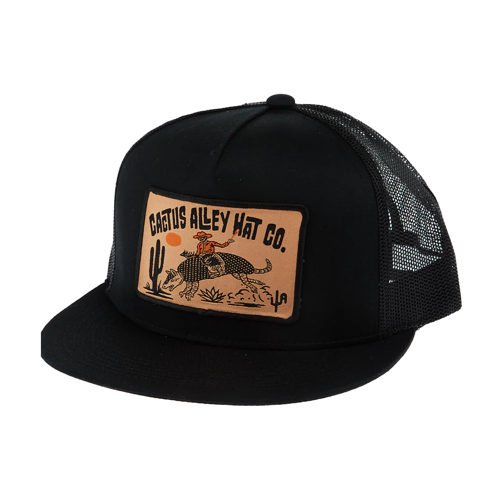 Cactus Alley Hat Co. Men's Buckin Dillo Black Snapback Hat 6006BLK-P203