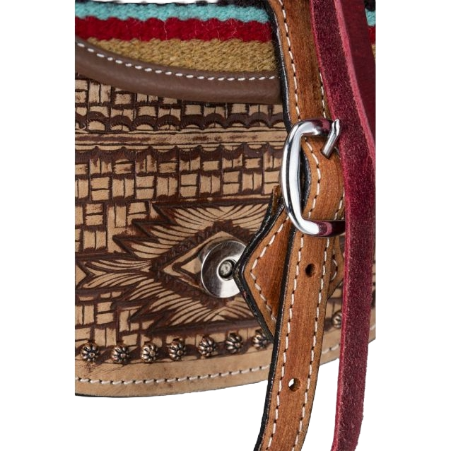 Tough 1 Leather Saddle Bag with Hand Weaving Tan