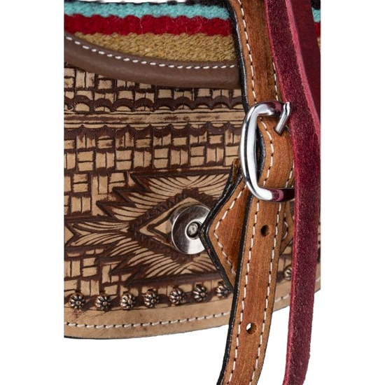 Tough 1 Leather Saddle Bag with Hand Weaving Tan