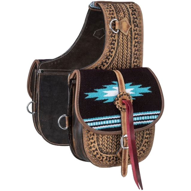 Tough 1 Leather Saddle Bag with Hand Weaving