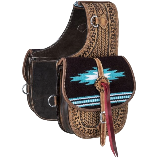 Tough 1 Leather Saddle Bag with Hand Weaving
