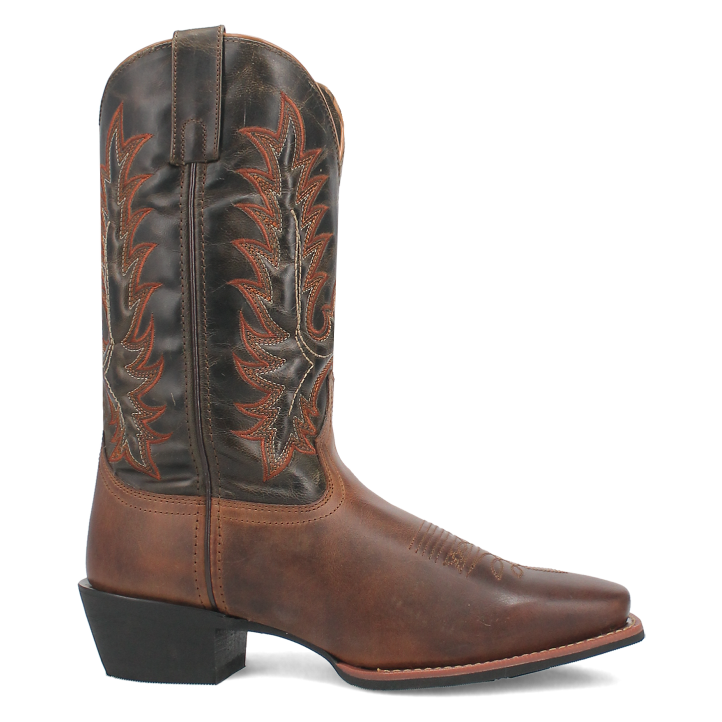 Laredo Men's Kent Square Toe Rust Brown & Black Western Boots 68370