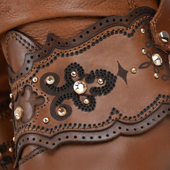 Cuadra Ladies Hand Painted Honey Brown Leather Western Boot CU720