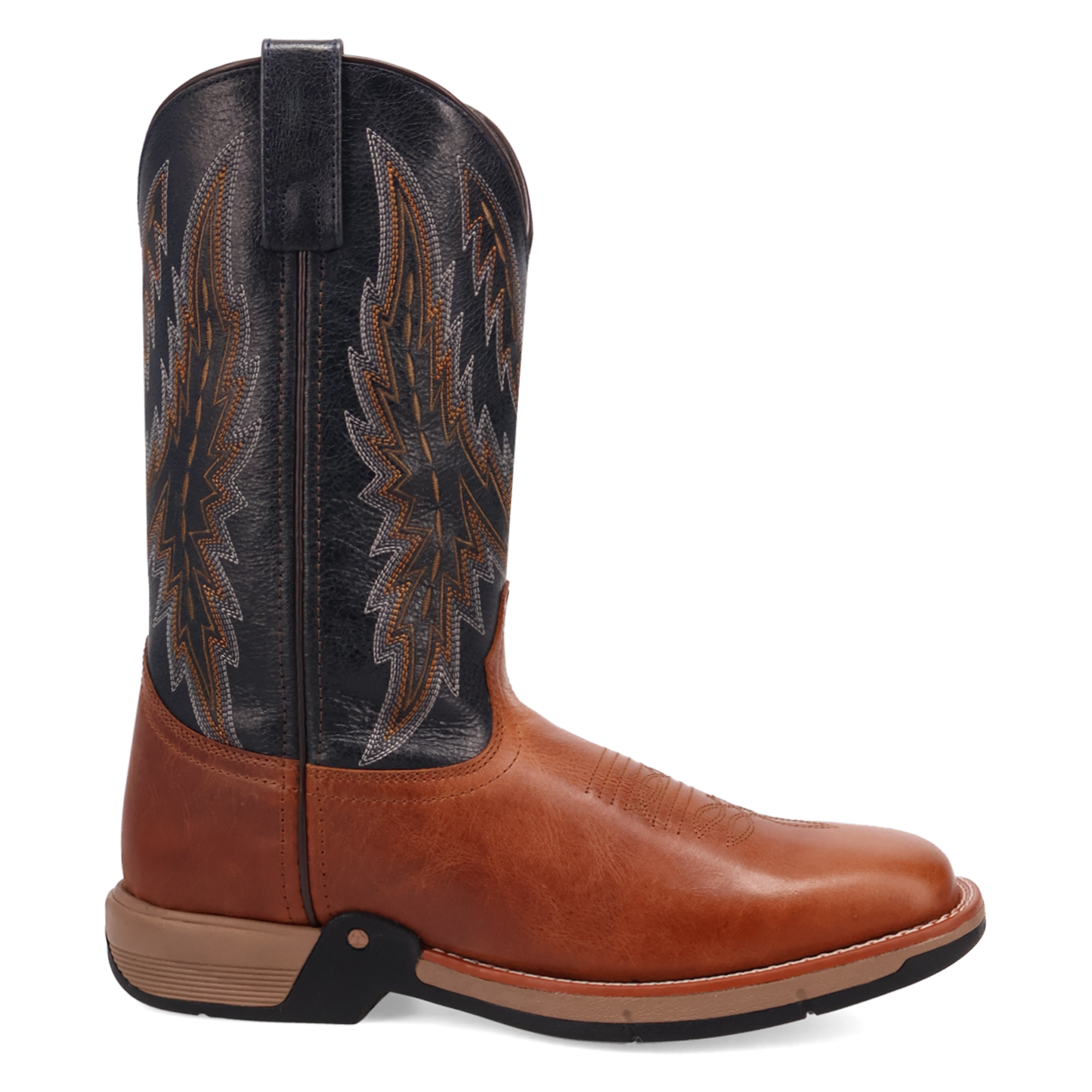 Laredo Men's Vapor Broad Square Toe Cognac & Black Leather Boots 8018