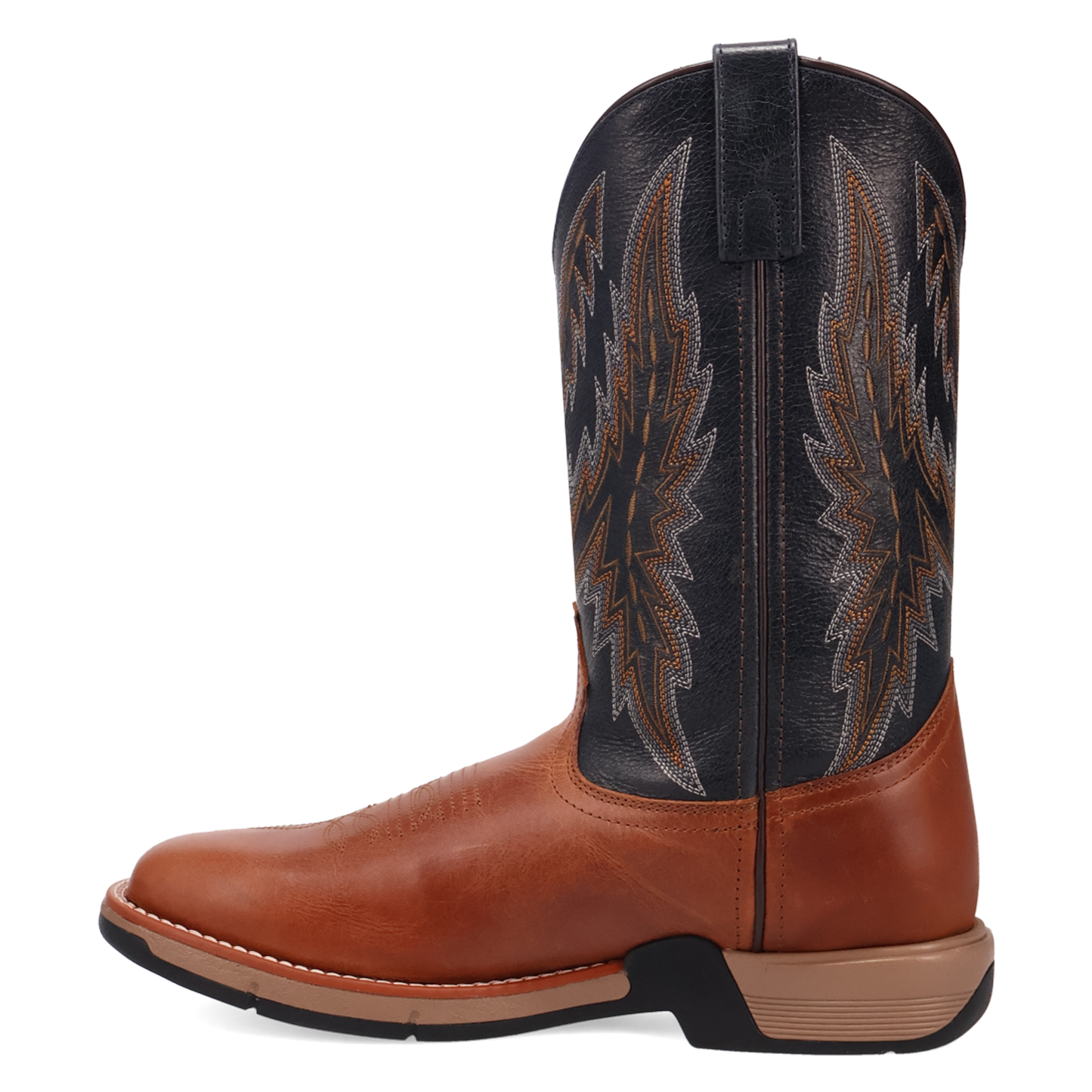 Laredo Men's Vapor Broad Square Toe Cognac & Black Leather Boots 8018