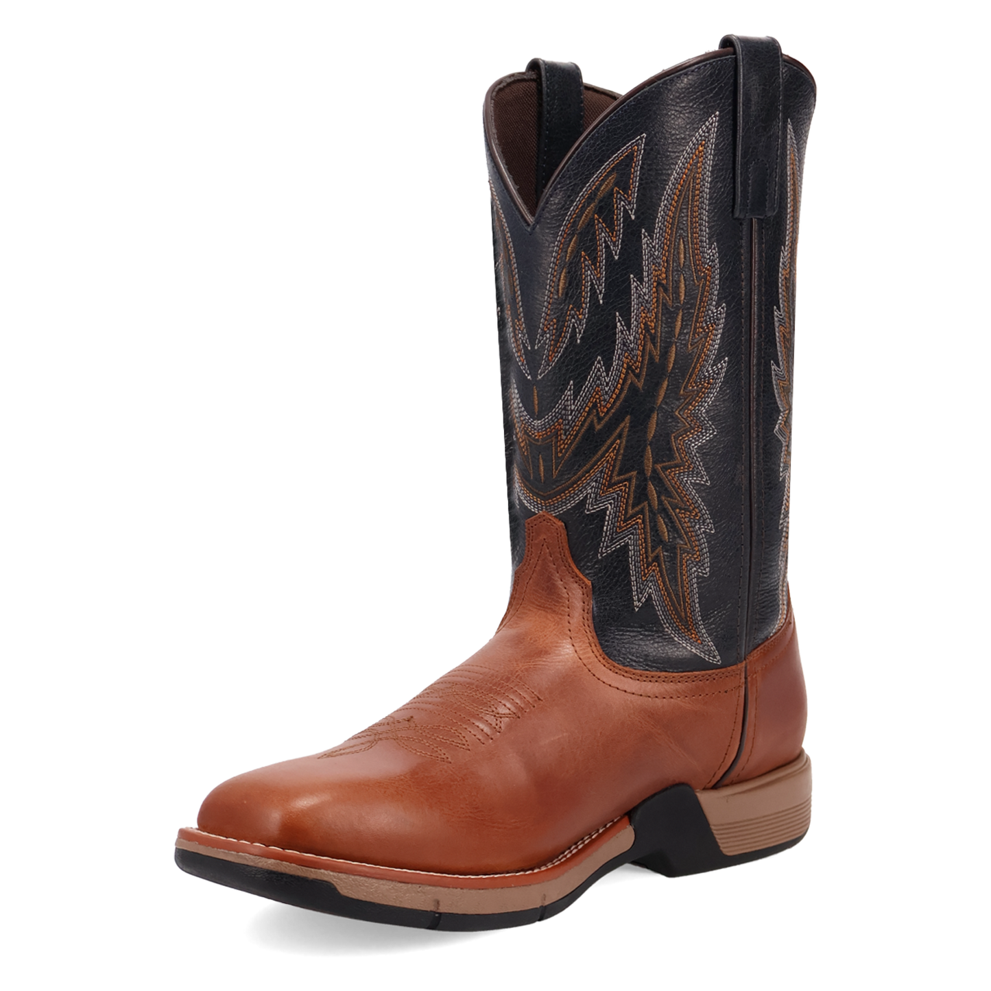 Laredo Men's Vapor Broad Square Toe Cognac & Black Leather Boots 8018